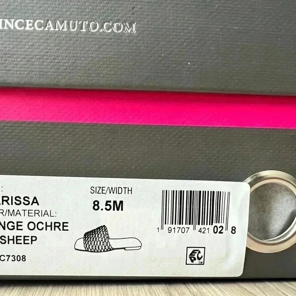 NIB Vince Camuto Leather Woven Square Toe Slide Sandals ,Arissa, Orange 8.5 M - Picture 5 of 6